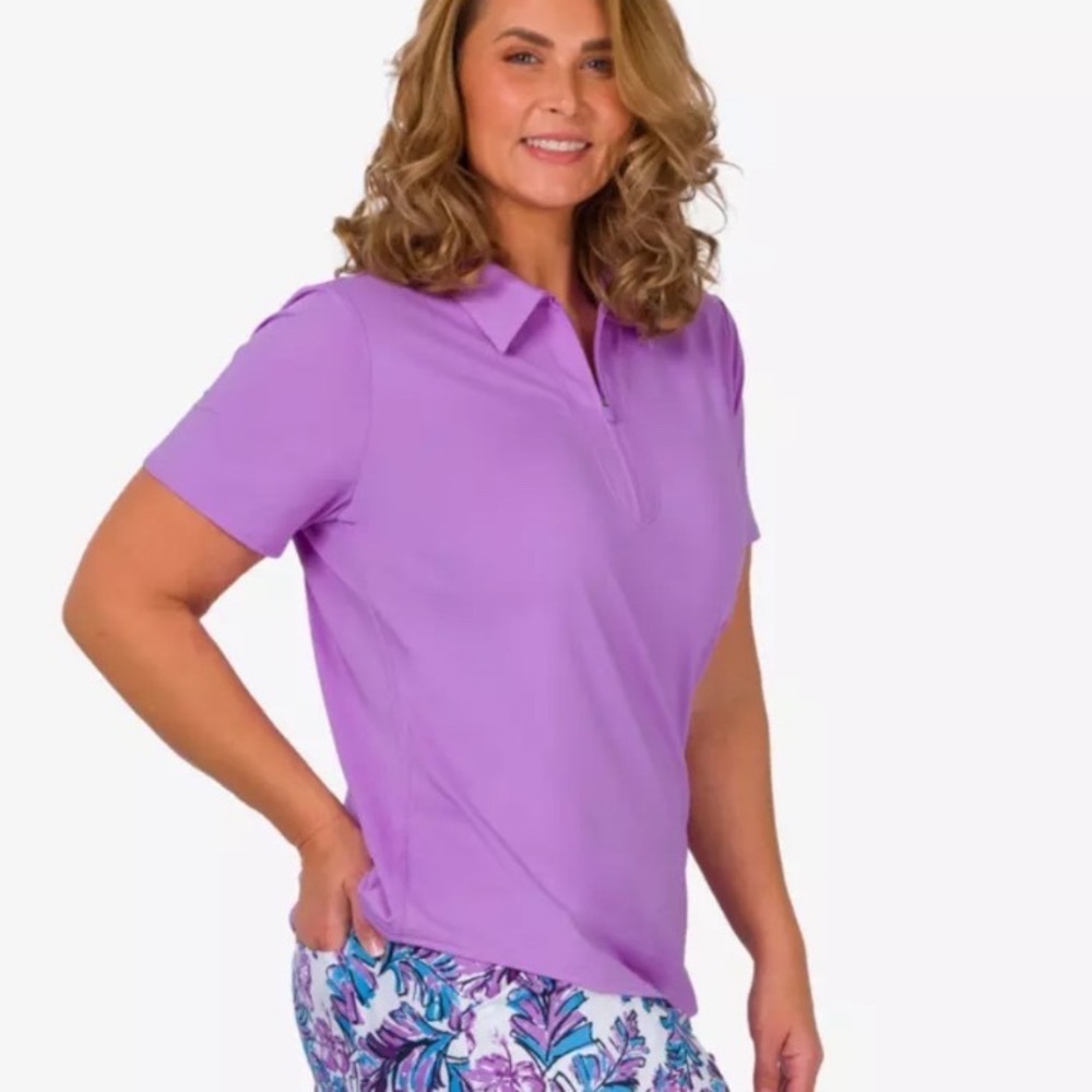 Jofit Womens Purple Quarter Zip Short Sleeve Golf Polo Shirt XXL RN121254